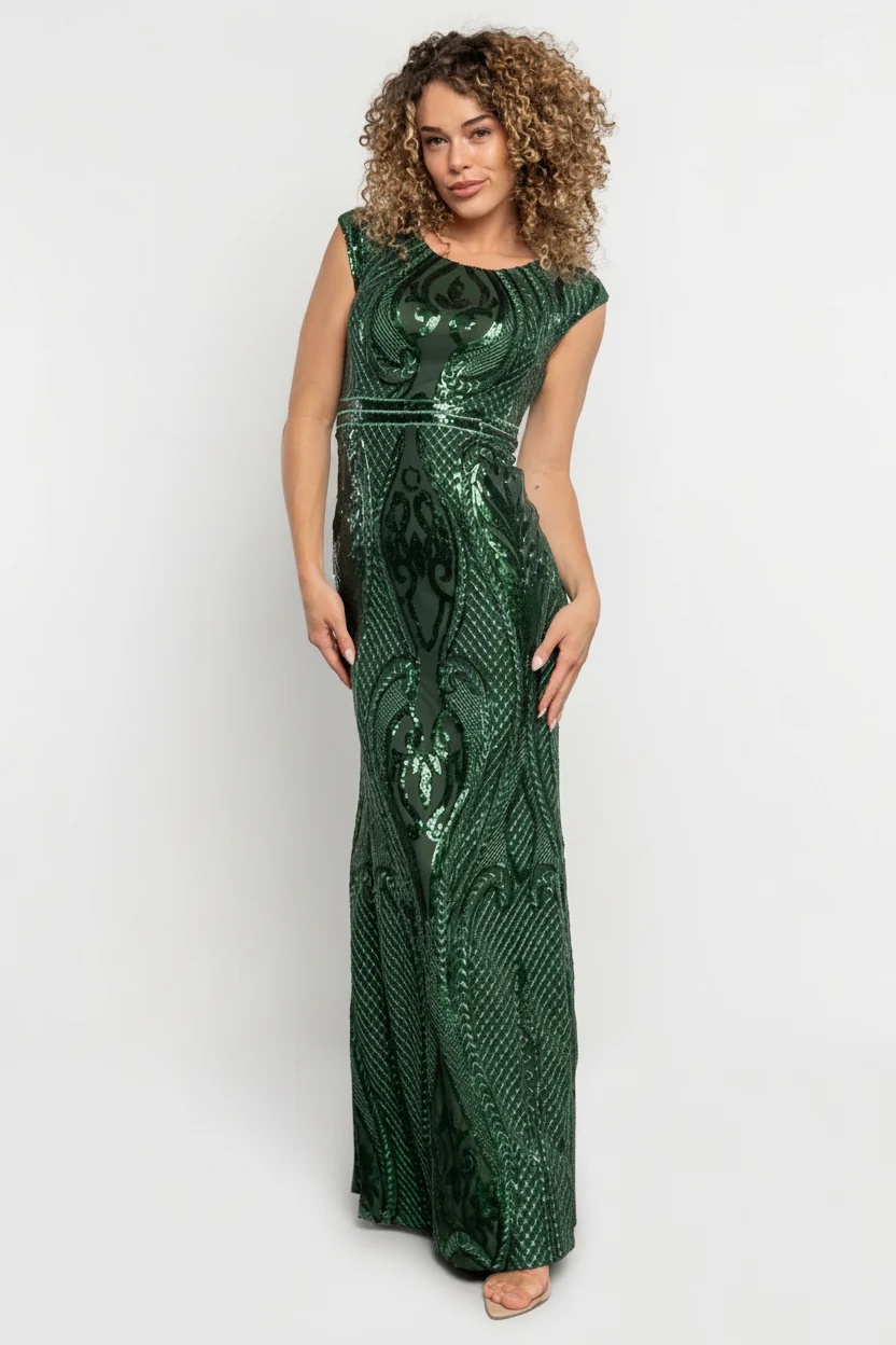 Alessia Sequin Gown - Green Mermaid Maxi