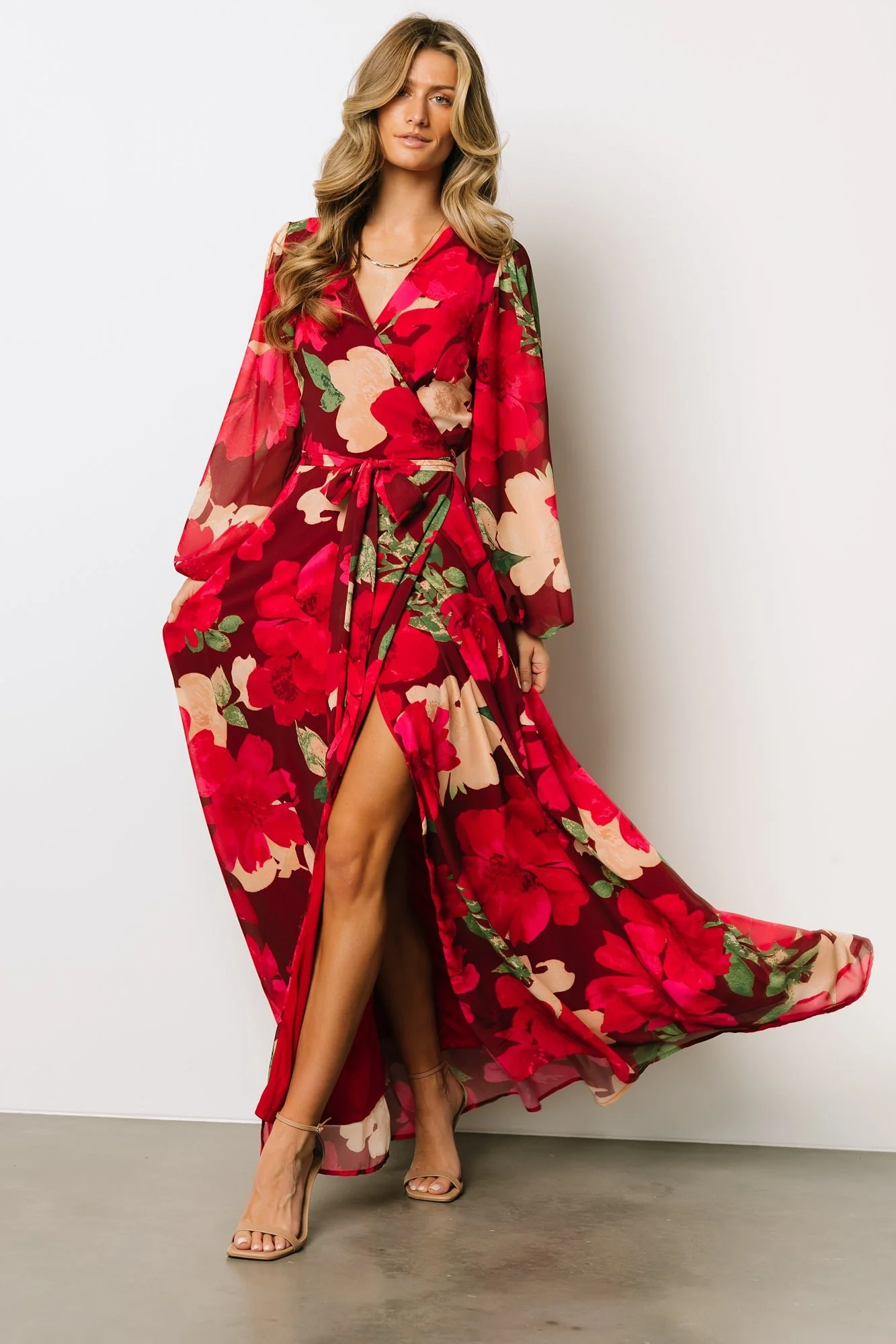 Katinka Wrap Maxi Dress - Burgundy Floral