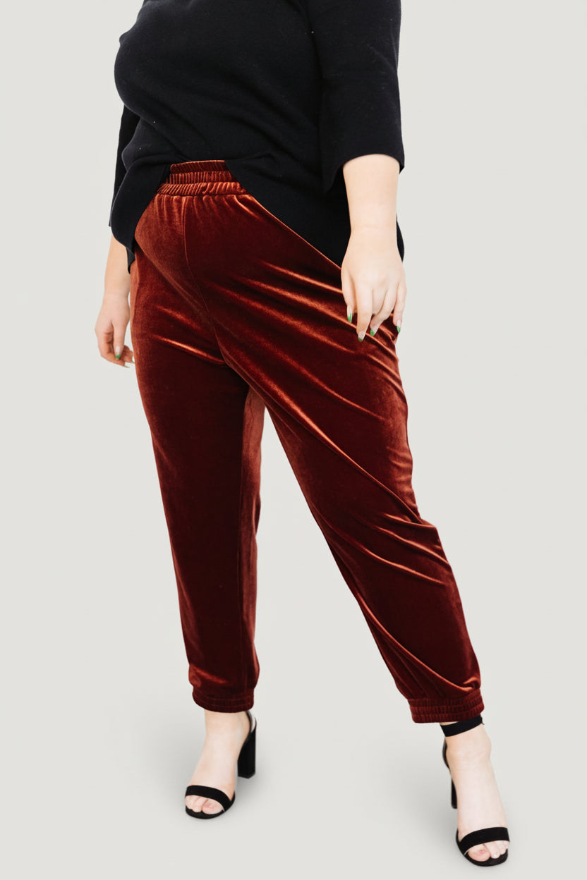 Archie Velvet Jogger Pants — Cinnamon