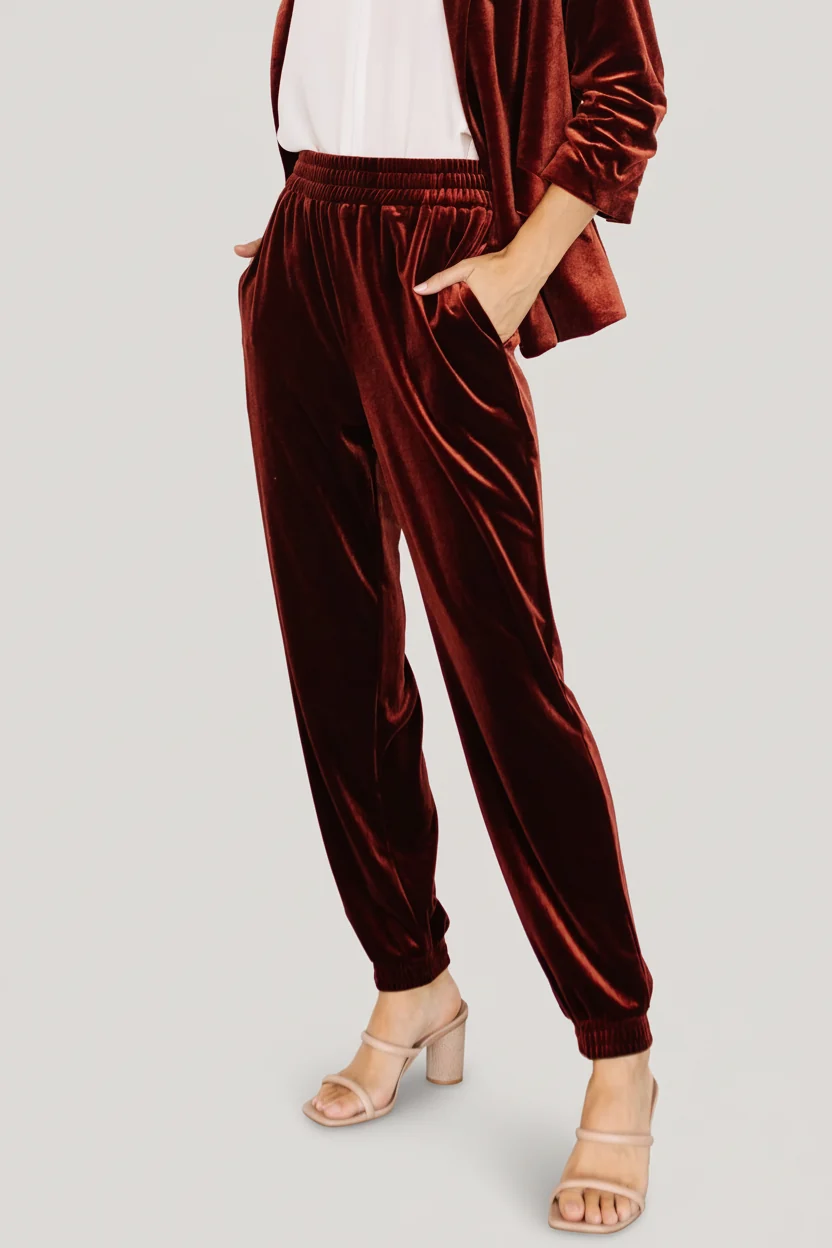 Archie Velvet Jogger Pants — Cinnamon