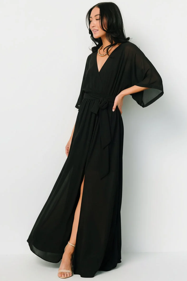 Kia Kimono Maxi Dress — Black, Nursing 3 Kia Kimono Maxi Dress — Black, Nursing