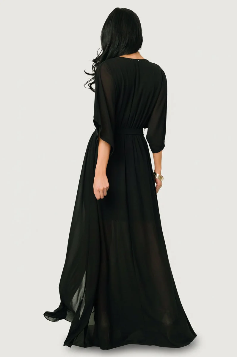 Kia Kimono Maxi Dress — Black, Nursing 4 Kia Kimono Maxi Dress — Black, Nursing