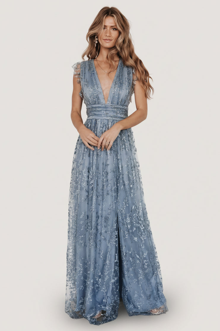 Arlene Shimmer Gown — Winter Blue Maxi 14 Arlene Shimmer Gown — Winter Blue Maxi