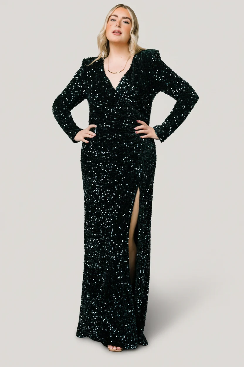 Madonna Sequin Maxi Dress — Emerald Velvet