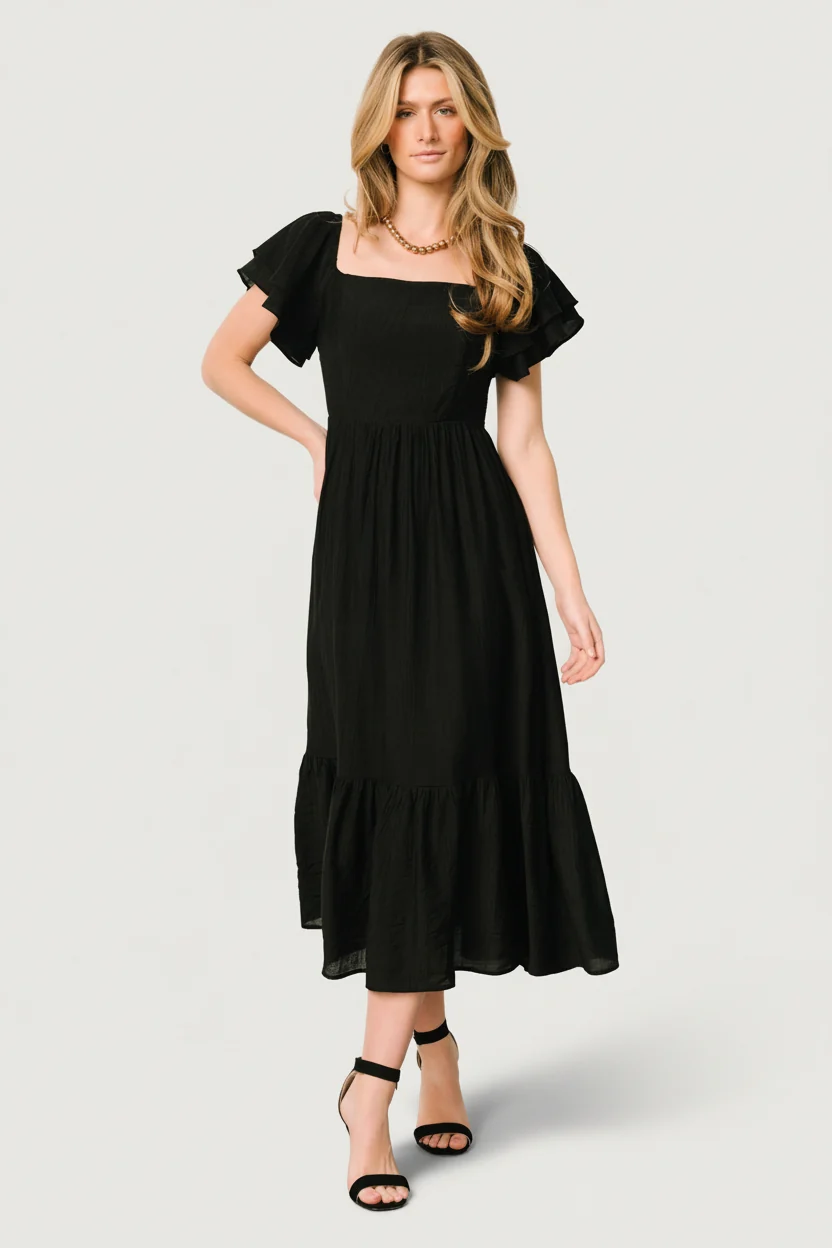 Buttercup Midi Dress — Smocked Square Neck