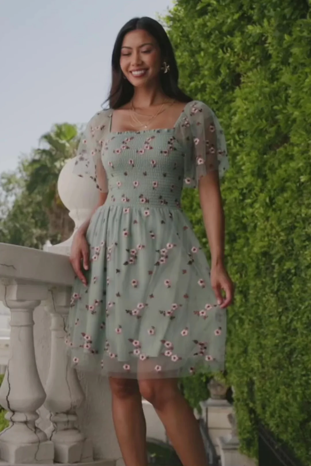 Tivoli Tulle Short Dress — Sage & Pink Mini