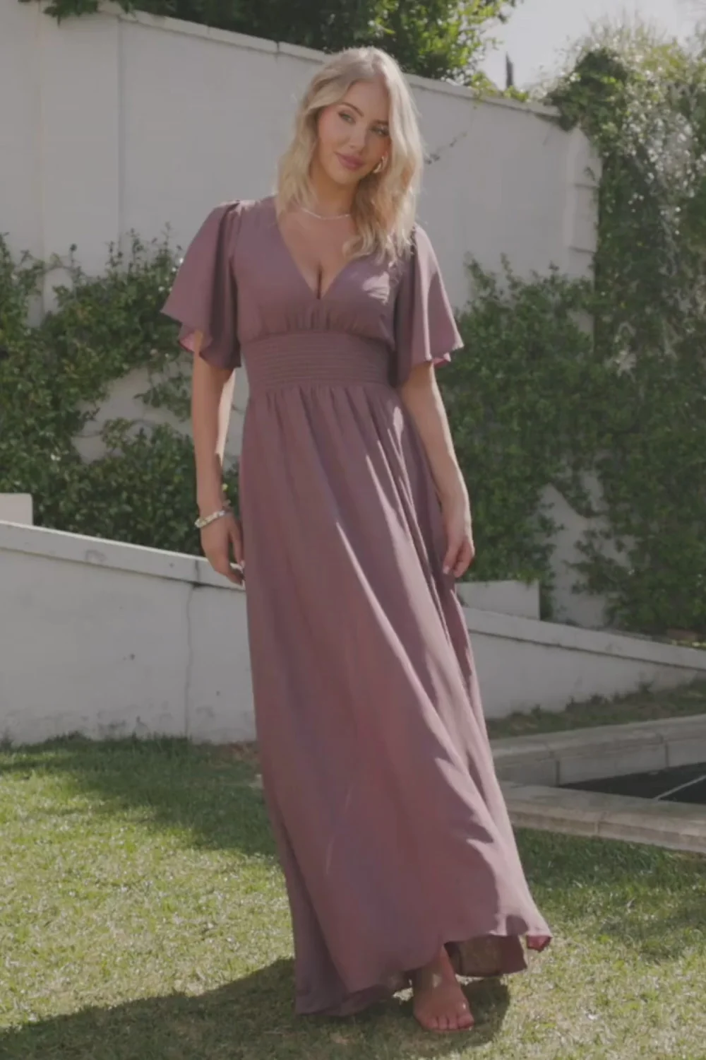 Verona Smocked Maxi Dress - Vintage Plum