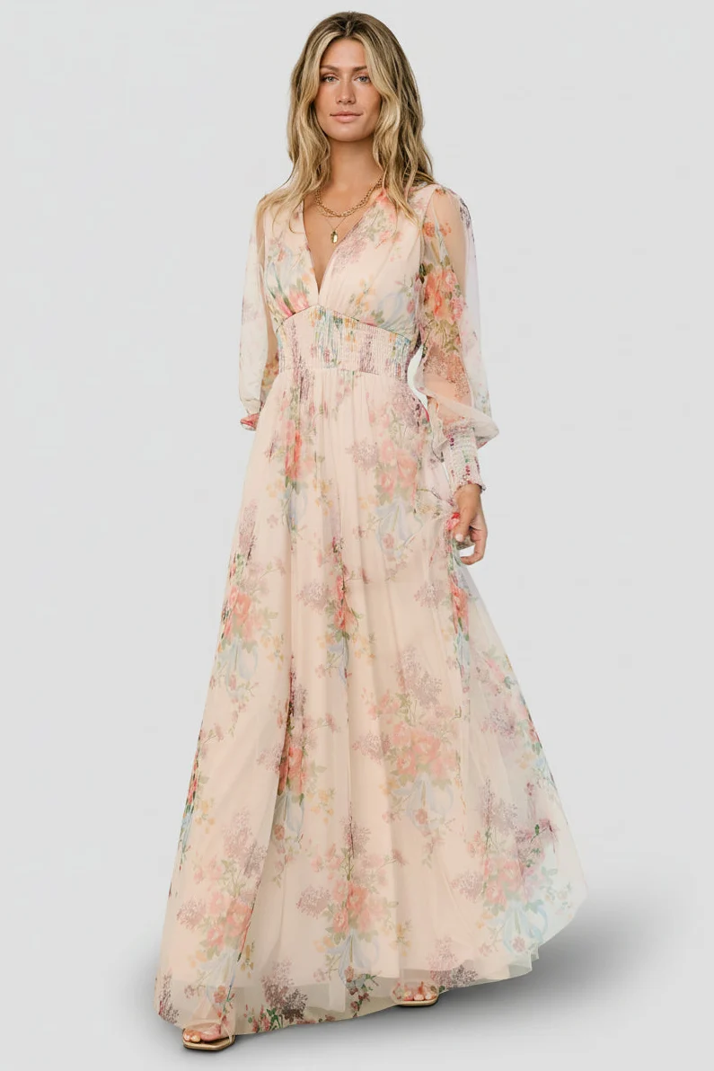 Layla Tulle Maxi Dress - Romantic Floral