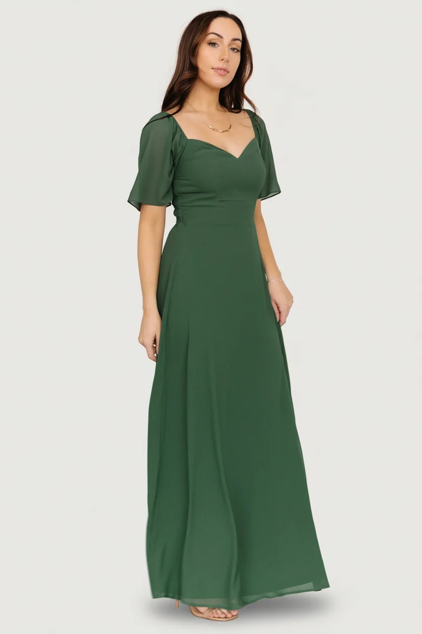 Sierra Sweetheart Maxi - Chiffon Evergreen