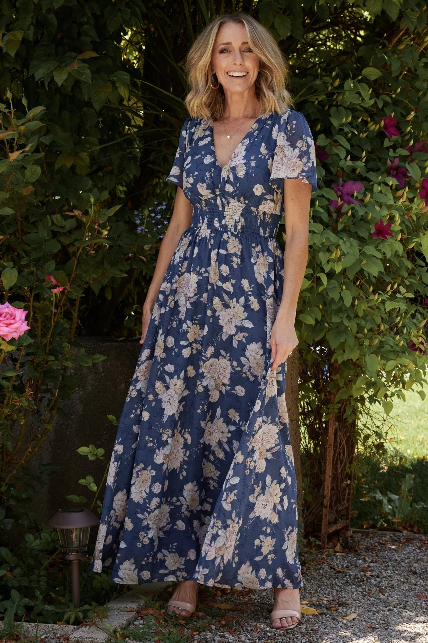 Birdie Maxi Dress — Blue & Blush Floral