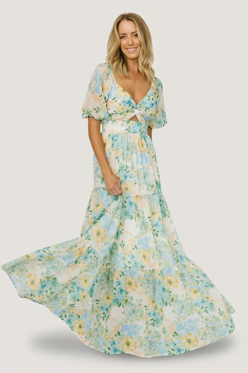 Maya Chiffon Maxi Dress - Garden Multi Floral