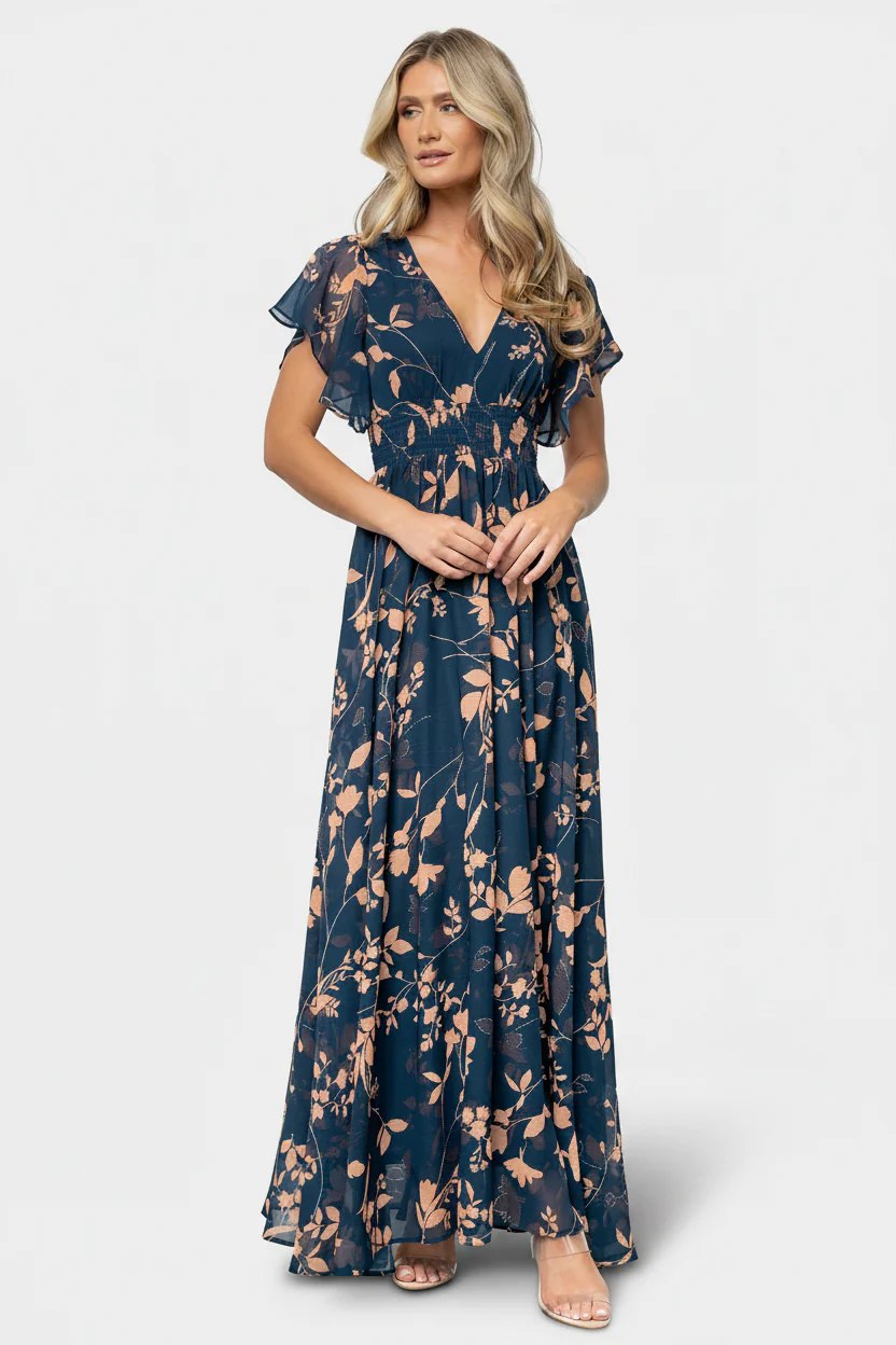 Lynlee Metallic Maxi Dress in Topaz Metallic