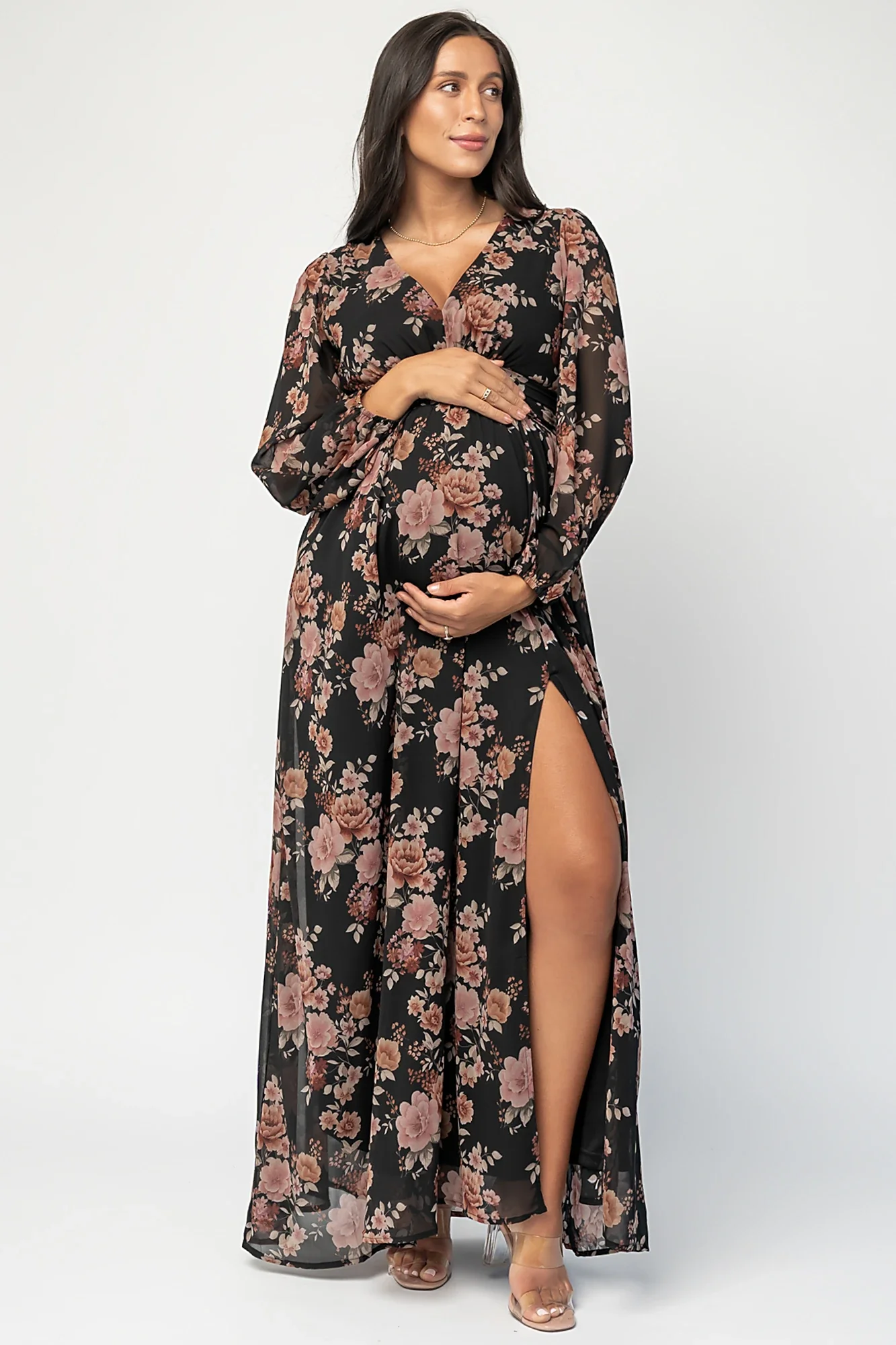 Adira Maxi Dress — Black & Mauve Floral 3 Adira Maxi Dress — Black & Mauve Floral
