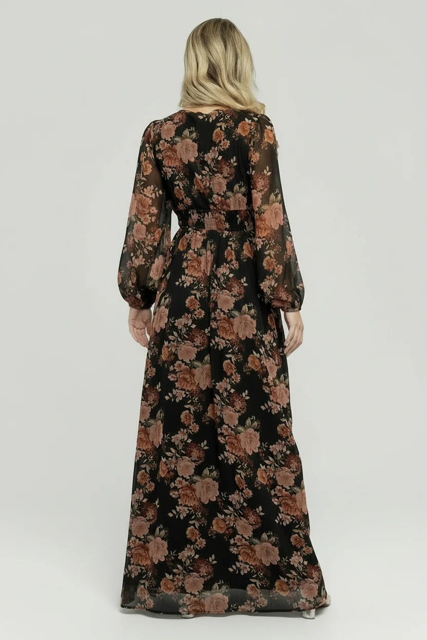 Adira Maxi Dress — Black & Mauve Floral 5 Adira Maxi Dress — Black & Mauve Floral