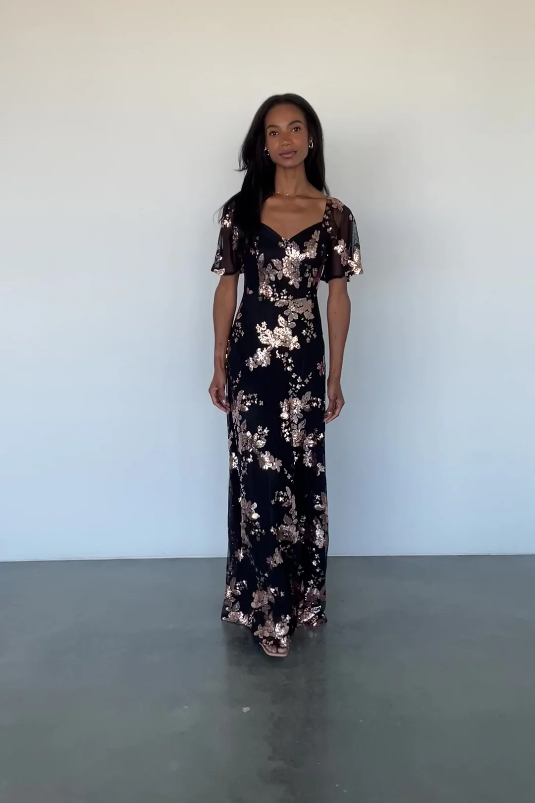 Karina Sequin Maxi Dress - Black & Gold