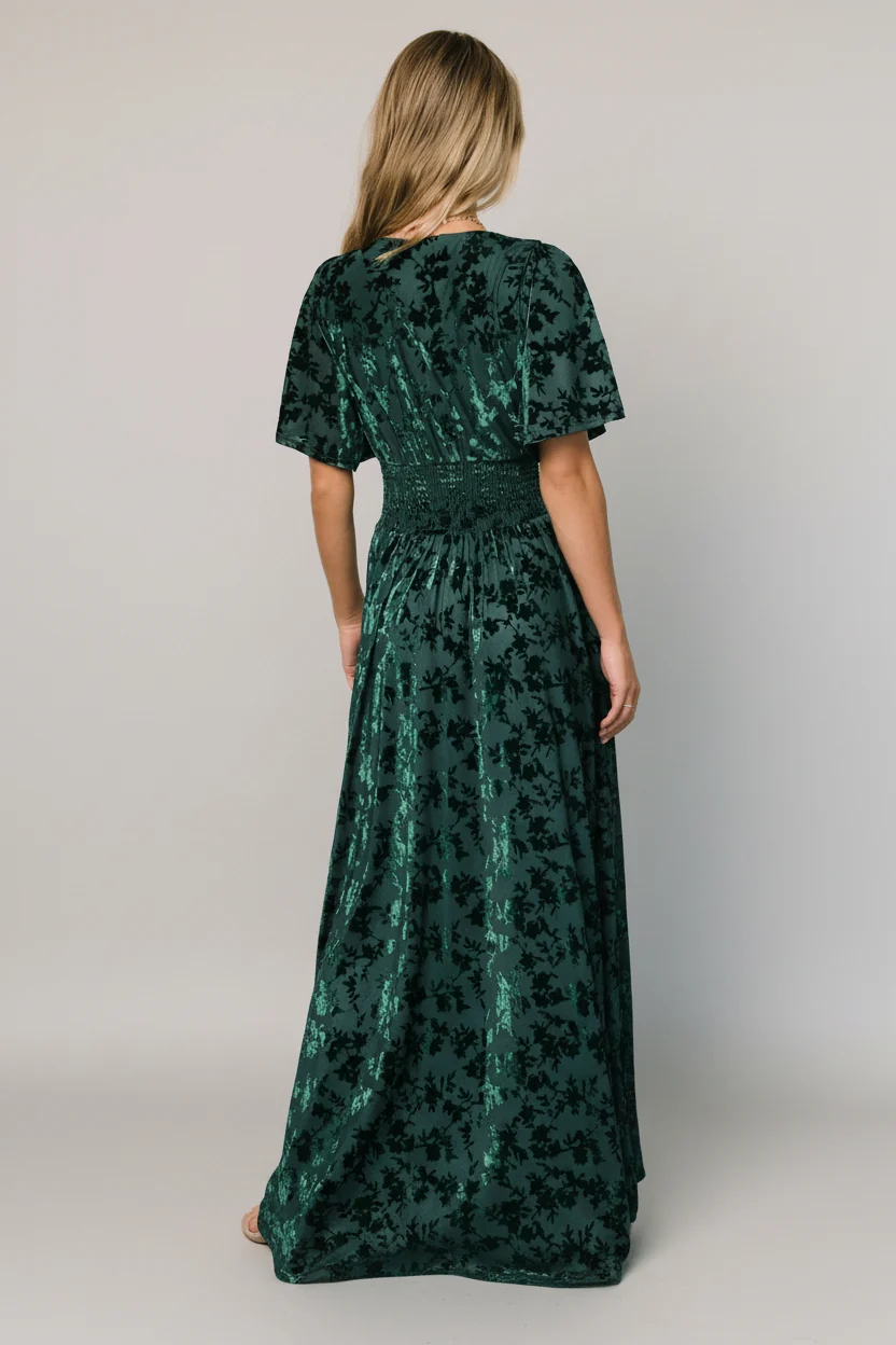 Veronica Velvet Maxi Dress — Smocked Waist 4 Veronica Velvet Maxi Dress — Smocked Waist