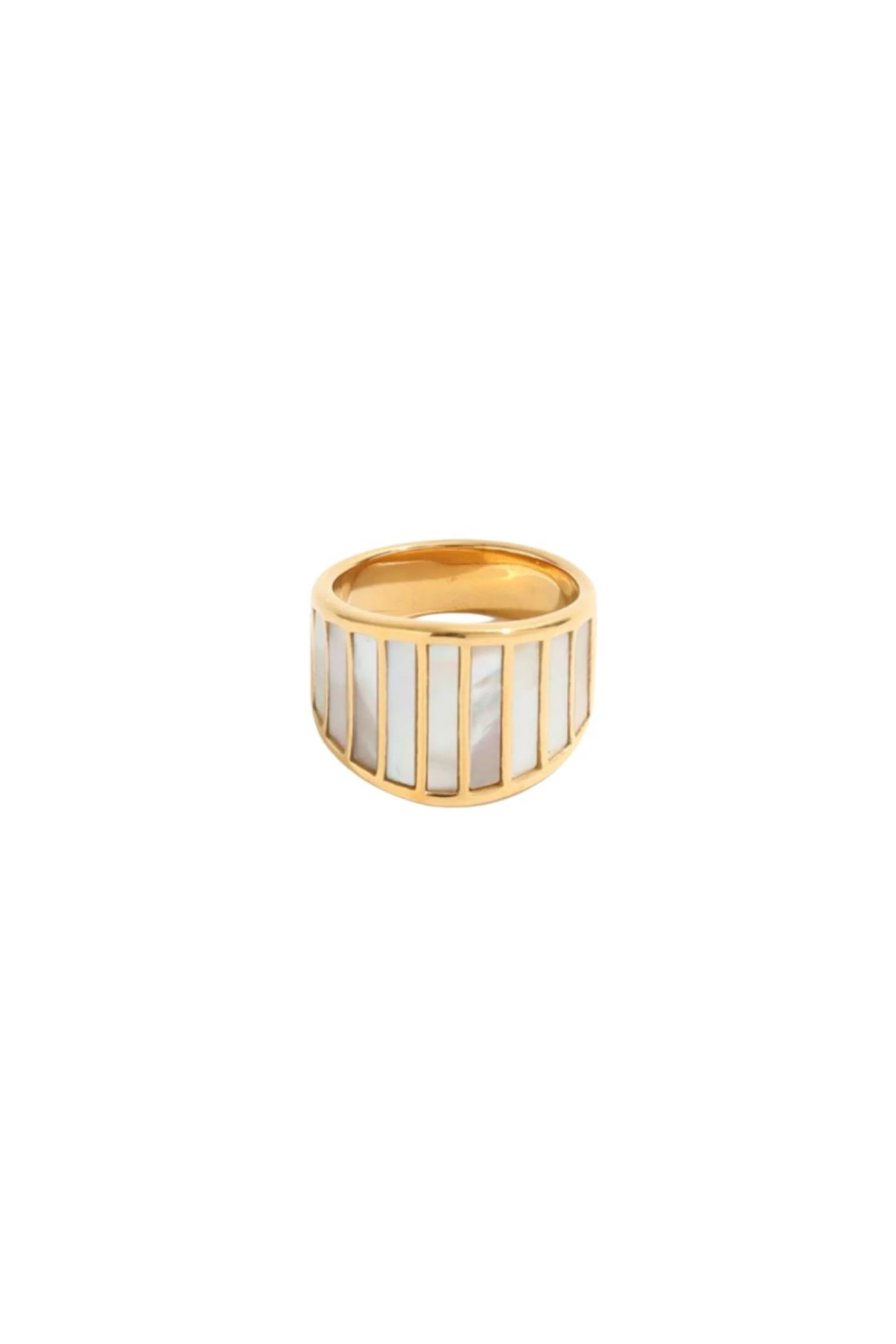 Alys Mother-of-Pearl Gold Ring — Wide Band