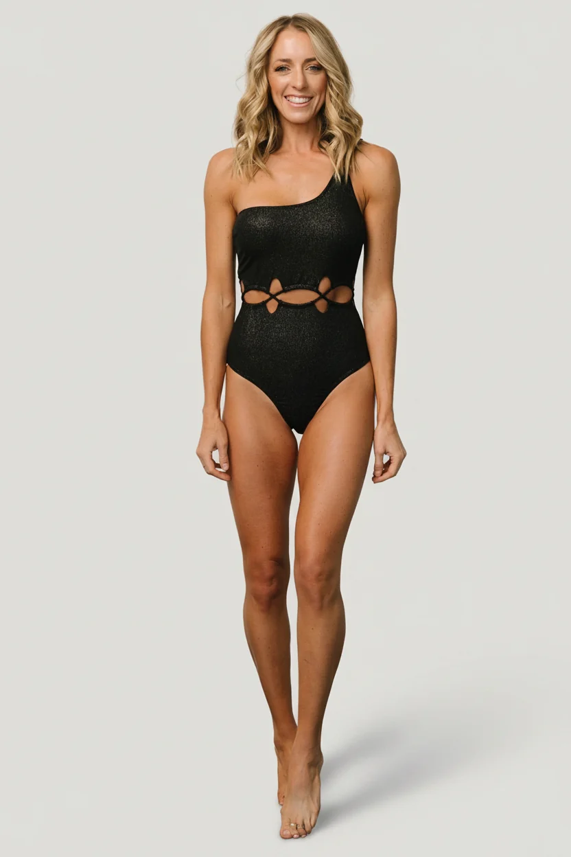 Monaco One-Shoulder Shimmer One-Piece Swimsuit