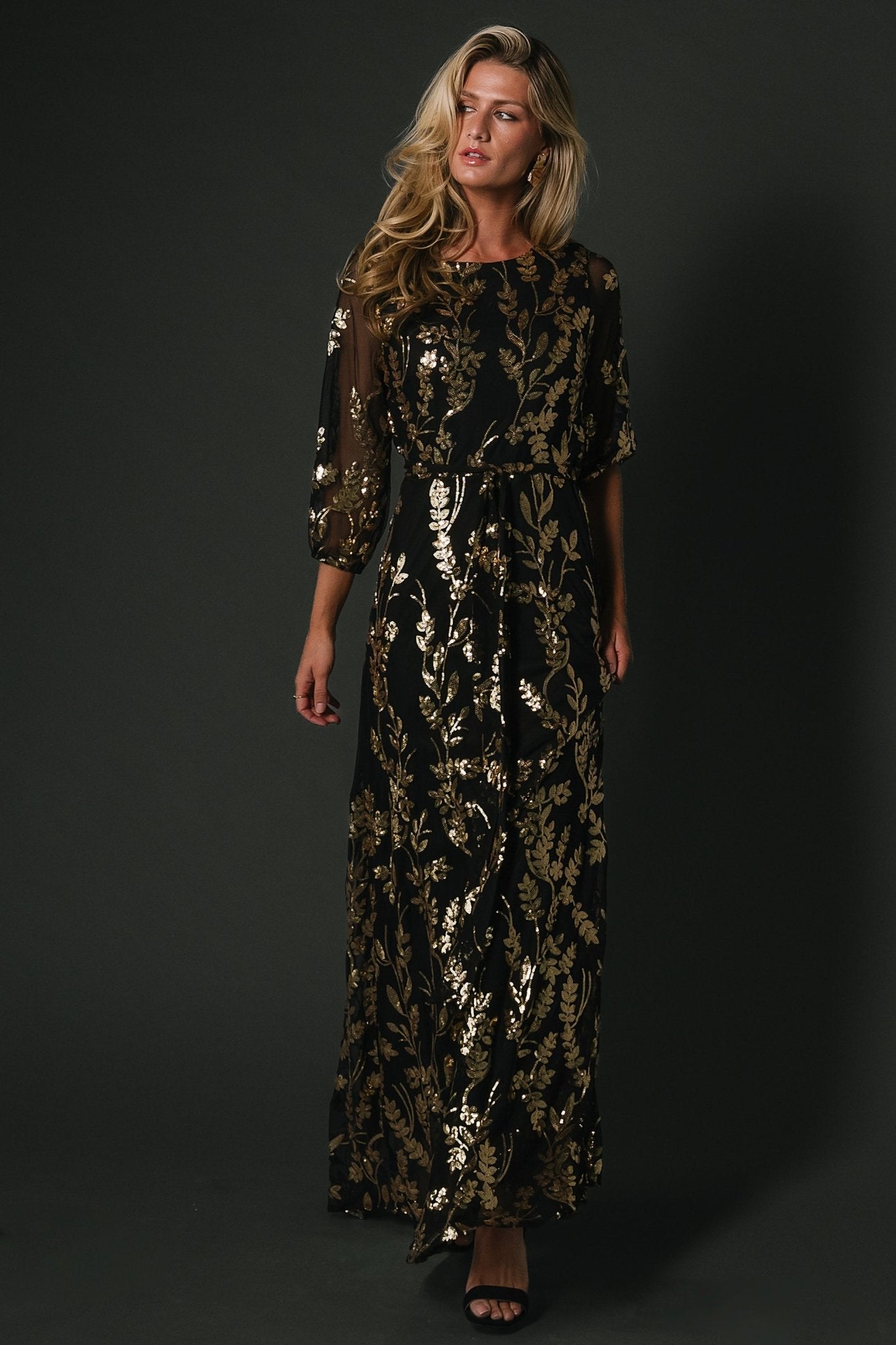 Destiny Sequin Maxi Dress – Black & Gold 3 Destiny Sequin Maxi Dress – Black & Gold