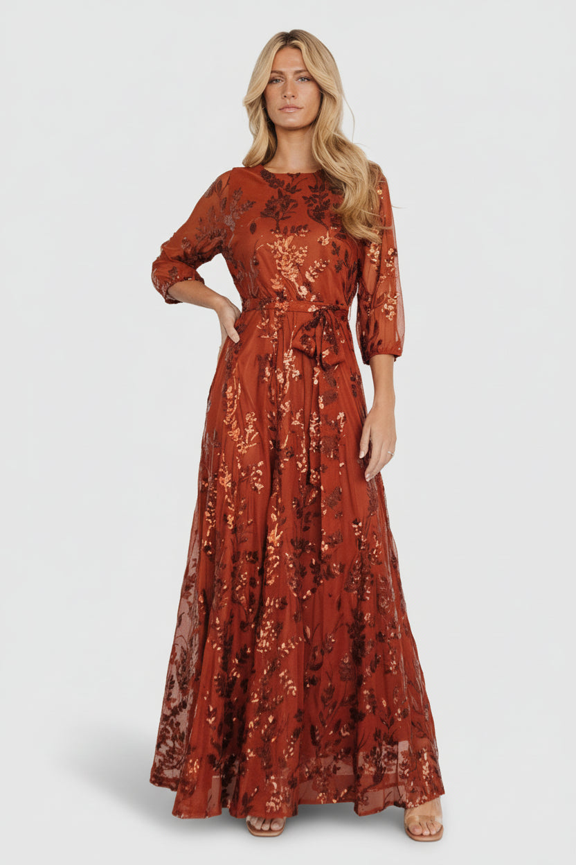 Destiny Sequin Maxi Dress - Cinnamon Gown