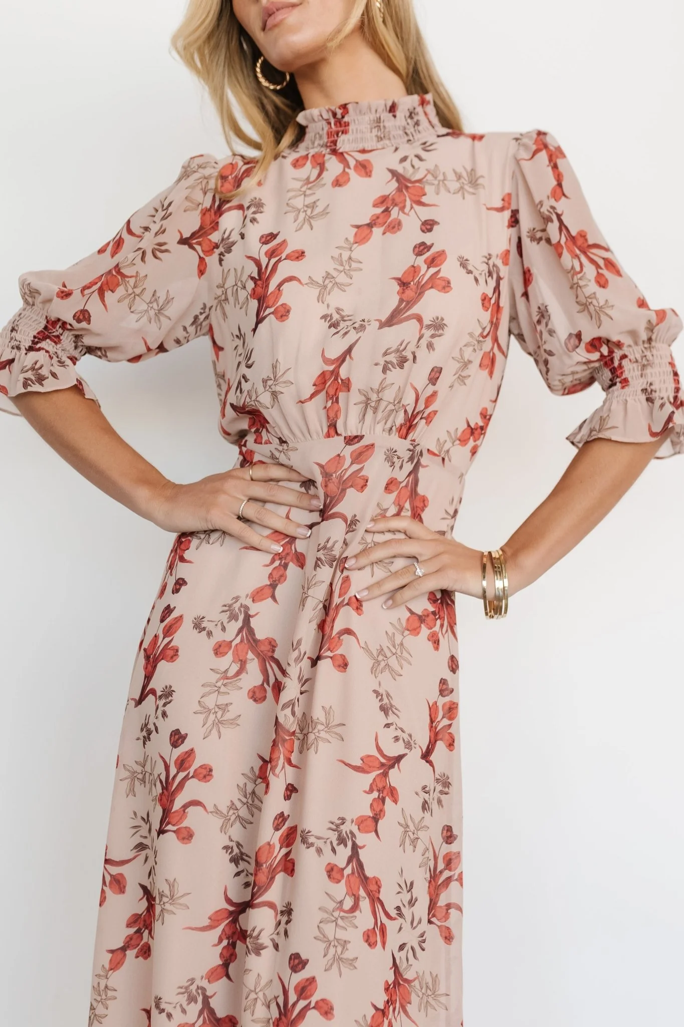 Marie Mock Neck Maxi Dress — Blush Floral 3 Marie Mock Neck Maxi Dress — Blush Floral