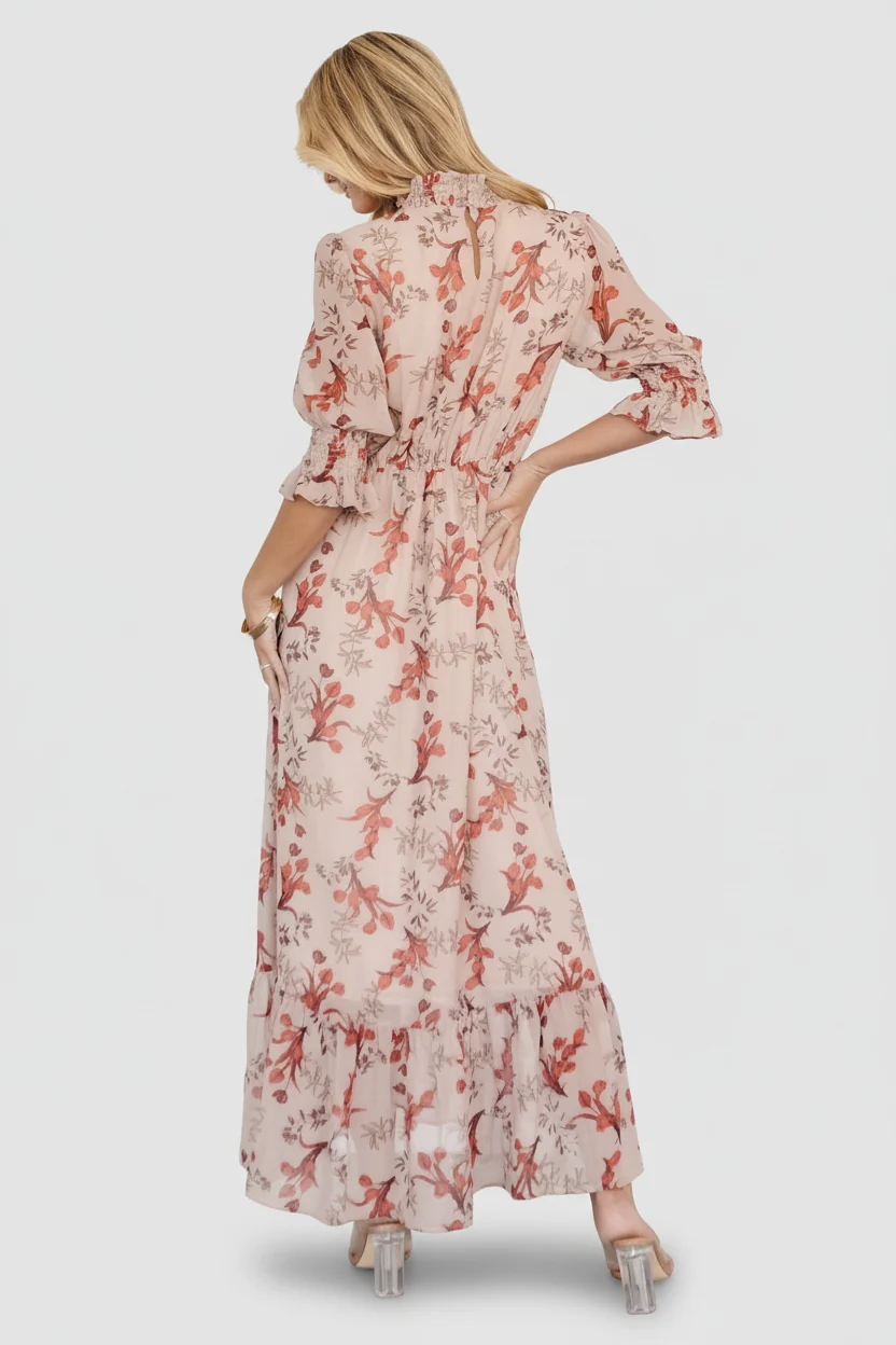 Marie Mock Neck Maxi Dress — Blush Floral 4 Marie Mock Neck Maxi Dress — Blush Floral