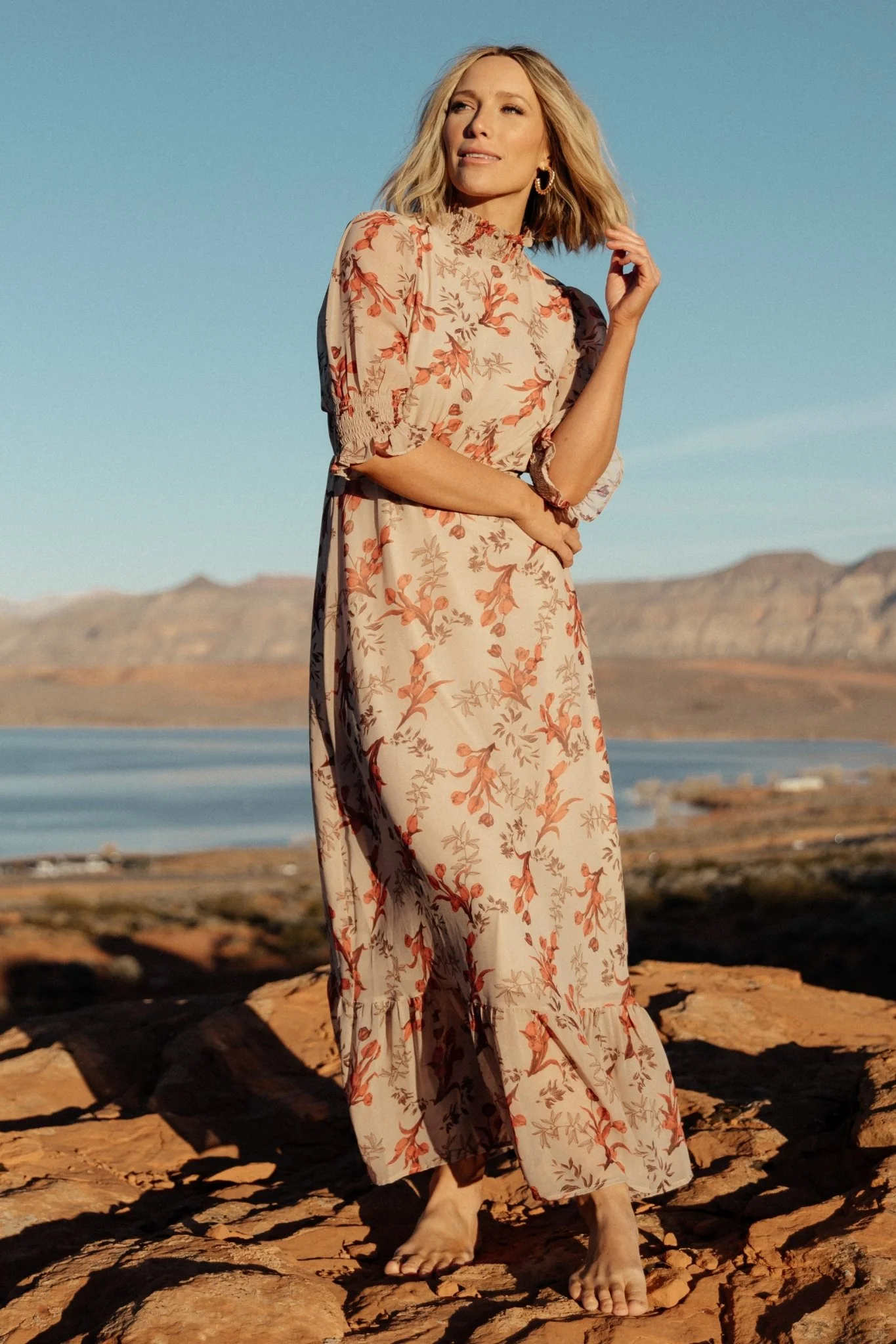 Marie Mock Neck Maxi Dress — Blush Floral 5 Marie Mock Neck Maxi Dress — Blush Floral