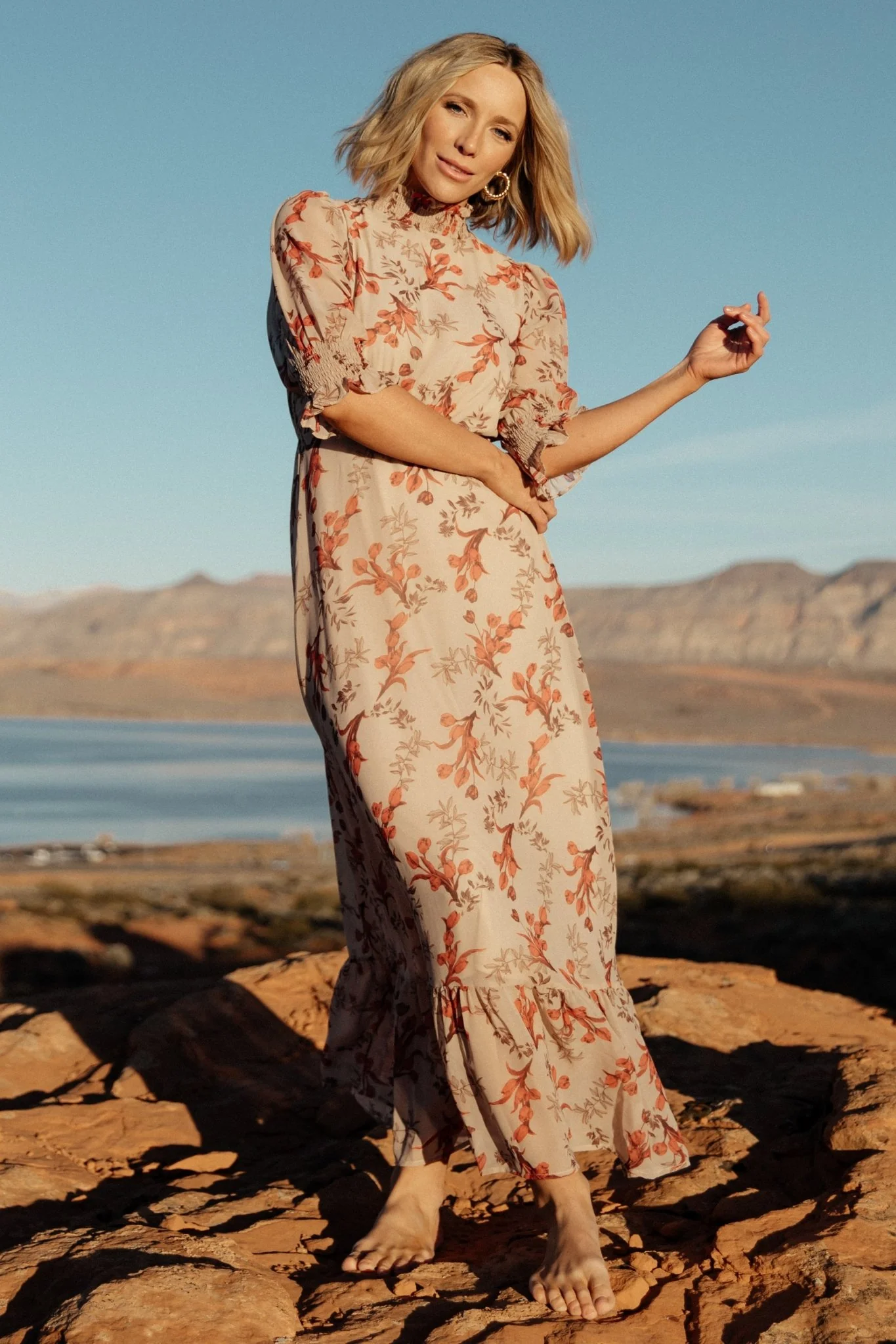 Marie Mock Neck Maxi Dress — Blush Floral 7 Marie Mock Neck Maxi Dress — Blush Floral