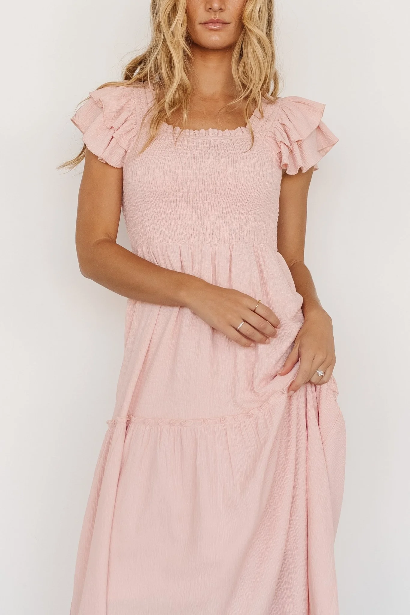 Jacie Smocked Midi Dress — Blush Ruffle Midi 6 Jacie Smocked Midi Dress — Blush Ruffle Midi