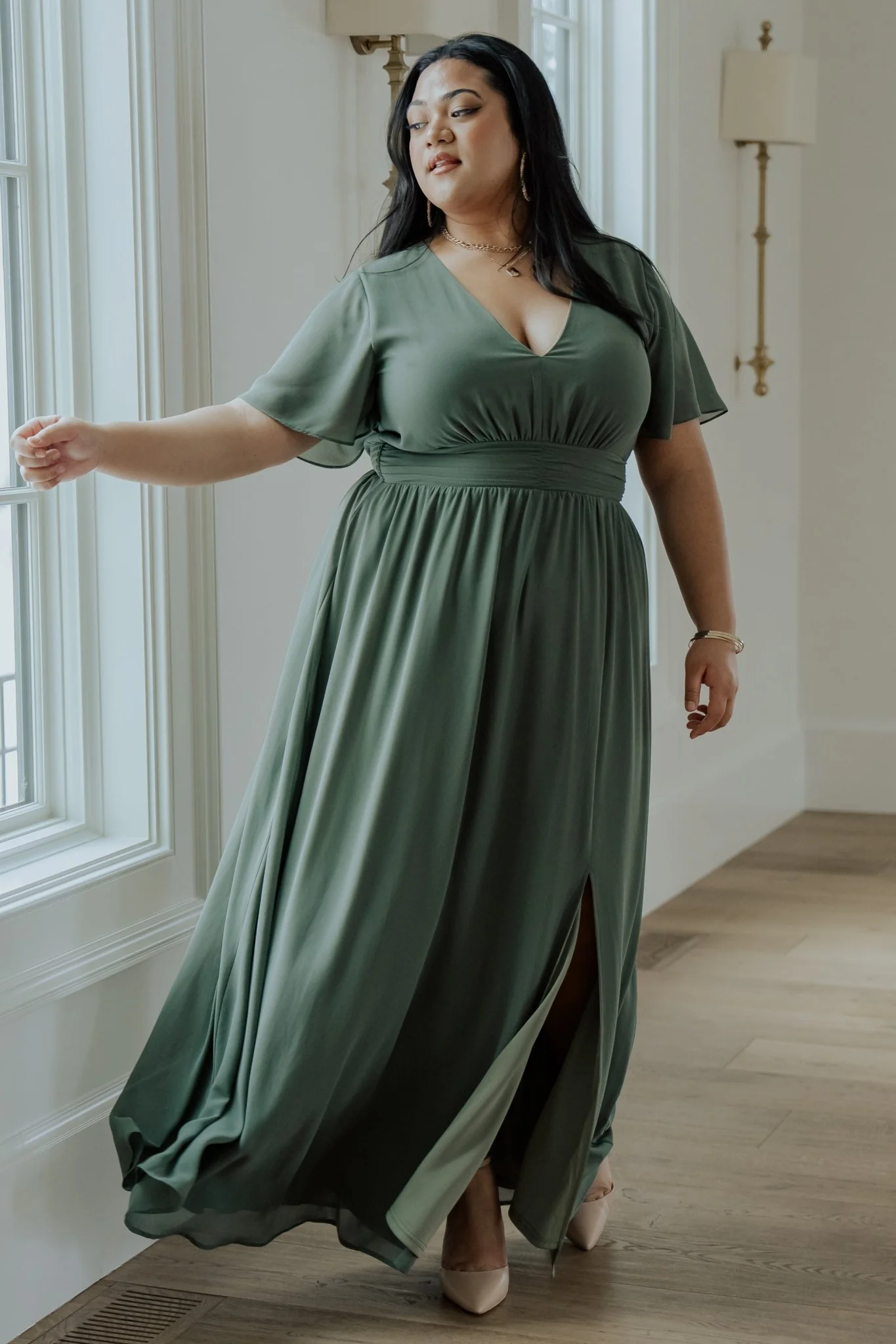 Ramona Maxi Dress - Dark Sage Chiffon Maxi 1 Ramona Maxi Dress - Dark Sage Chiffon Maxi