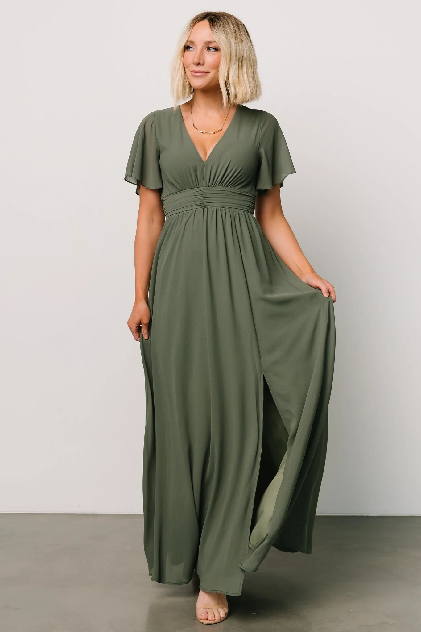 Ramona Maxi Dress - Dark Sage Chiffon Maxi 2 Ramona Maxi Dress - Dark Sage Chiffon Maxi