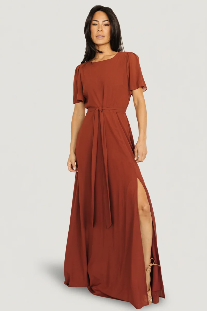 Naomi Short Sleeve Maxi Dress — Cinnamon