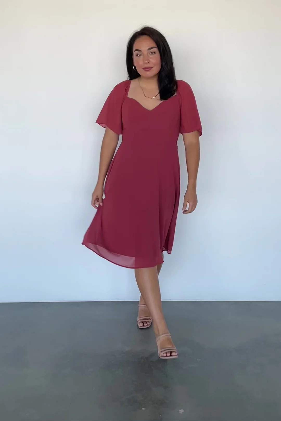 Colette Sweetheart Midi Dress — Terracotta