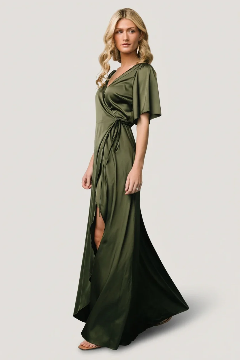 Vara Satin Maxi Wrap Dress — Juniper Green 17 Vara Satin Maxi Wrap Dress — Juniper Green