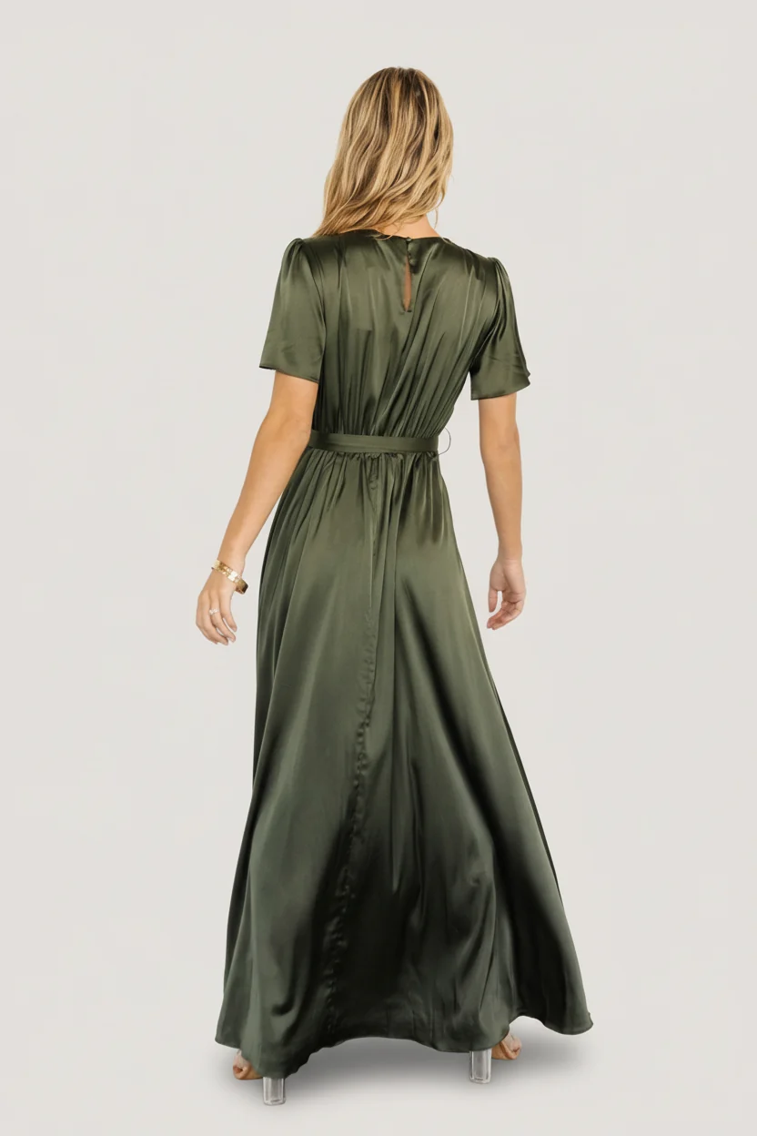 Agnes Satin Maxi Dress — Juniper Green Maxi 4 Agnes Satin Maxi Dress — Juniper Green Maxi