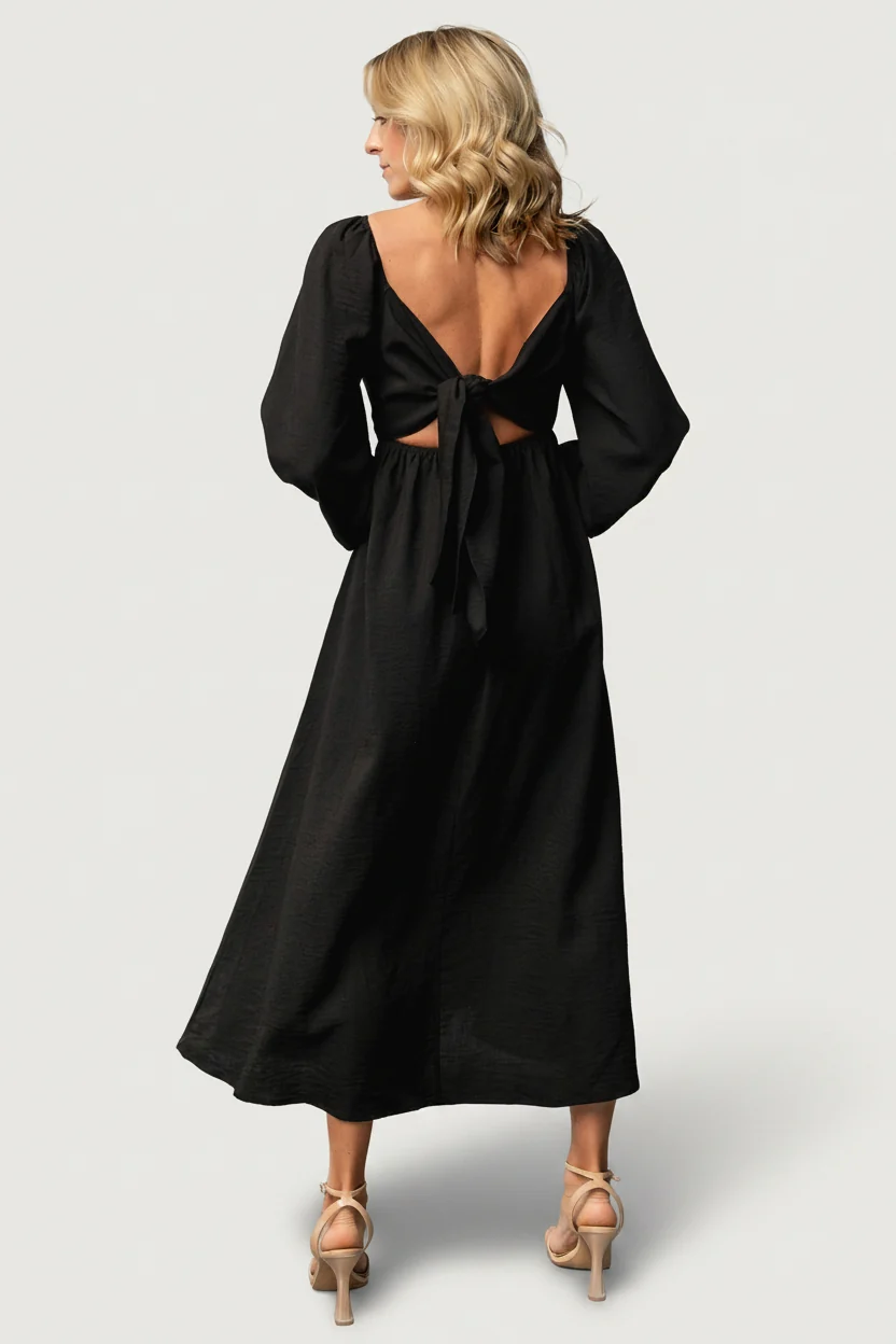 Rosalie Back Tie Midi Dress - Hidden Pockets 3 Rosalie Back Tie Midi Dress - Hidden Pockets