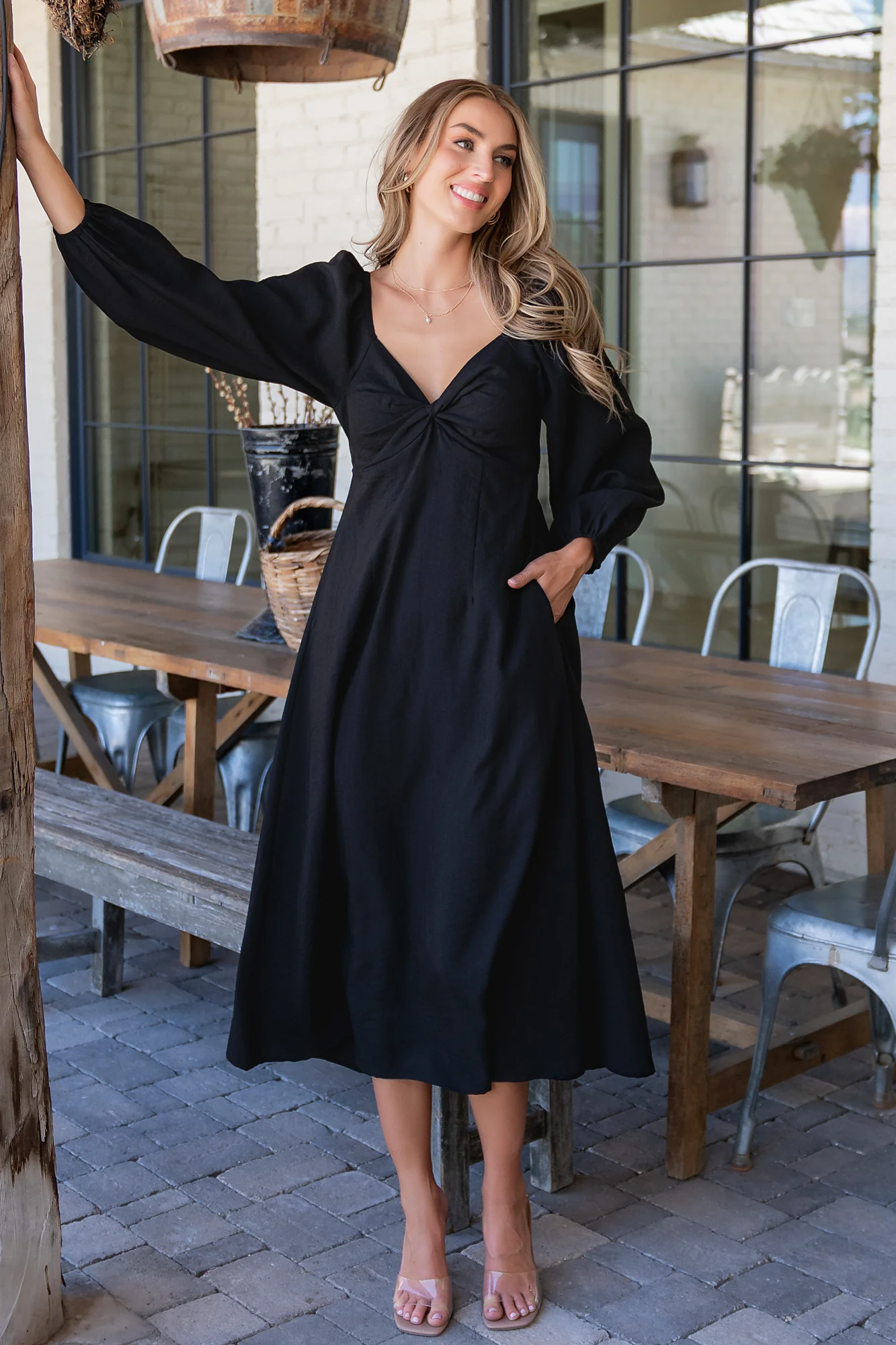 Rosalie Back Tie Midi Dress - Hidden Pockets 4 Rosalie Back Tie Midi Dress - Hidden Pockets