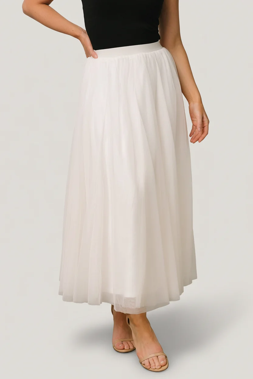 Mila Tulle Skirt — Cream, Fully Lined