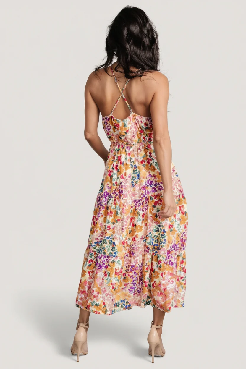 Coronado Tiered Midi Dress — Multi Floral 4 Coronado Tiered Midi Dress — Multi Floral