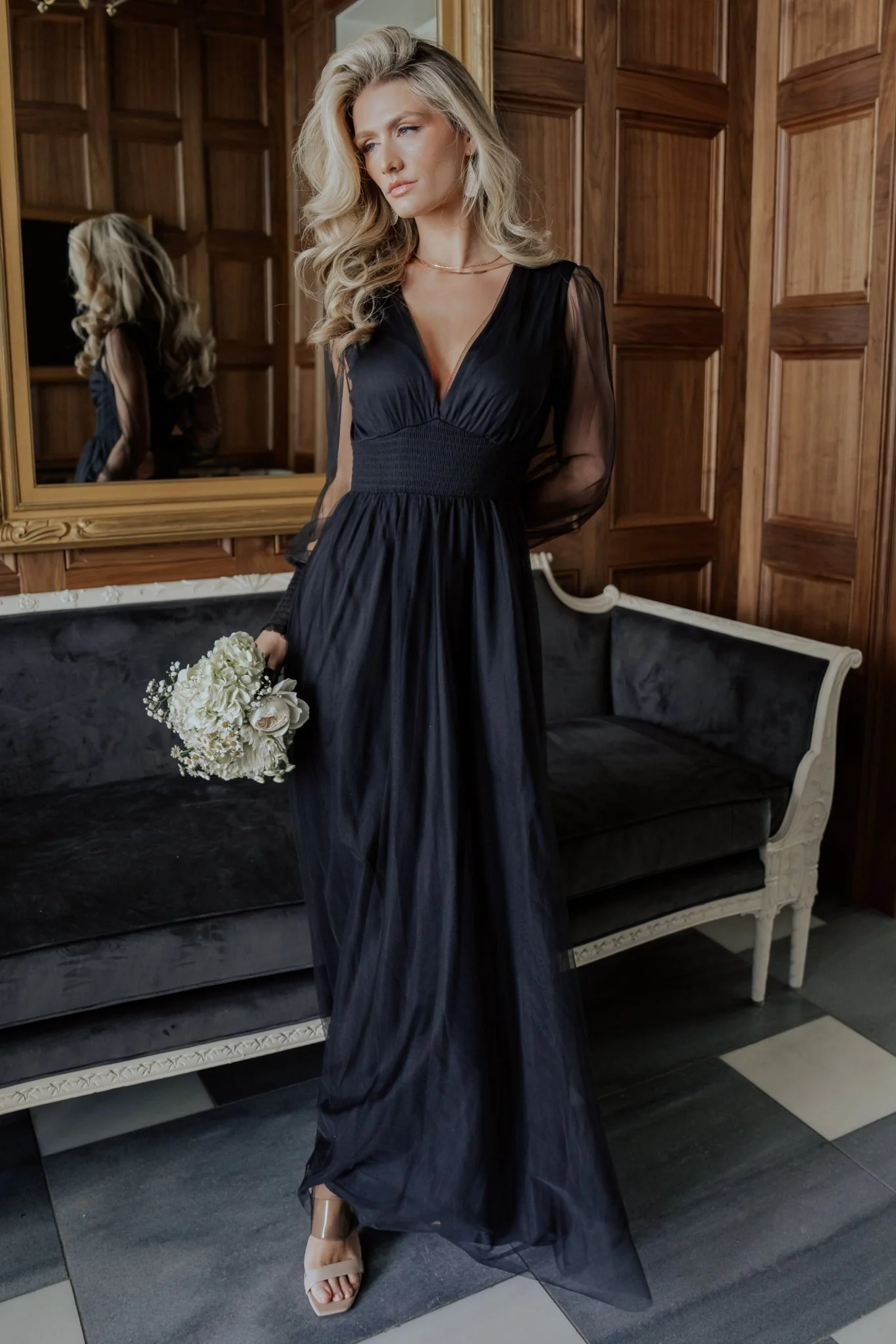 Layla Tulle Maxi Dress — Black V-Neck Gown 14 Layla Tulle Maxi Dress — Black V-Neck Gown