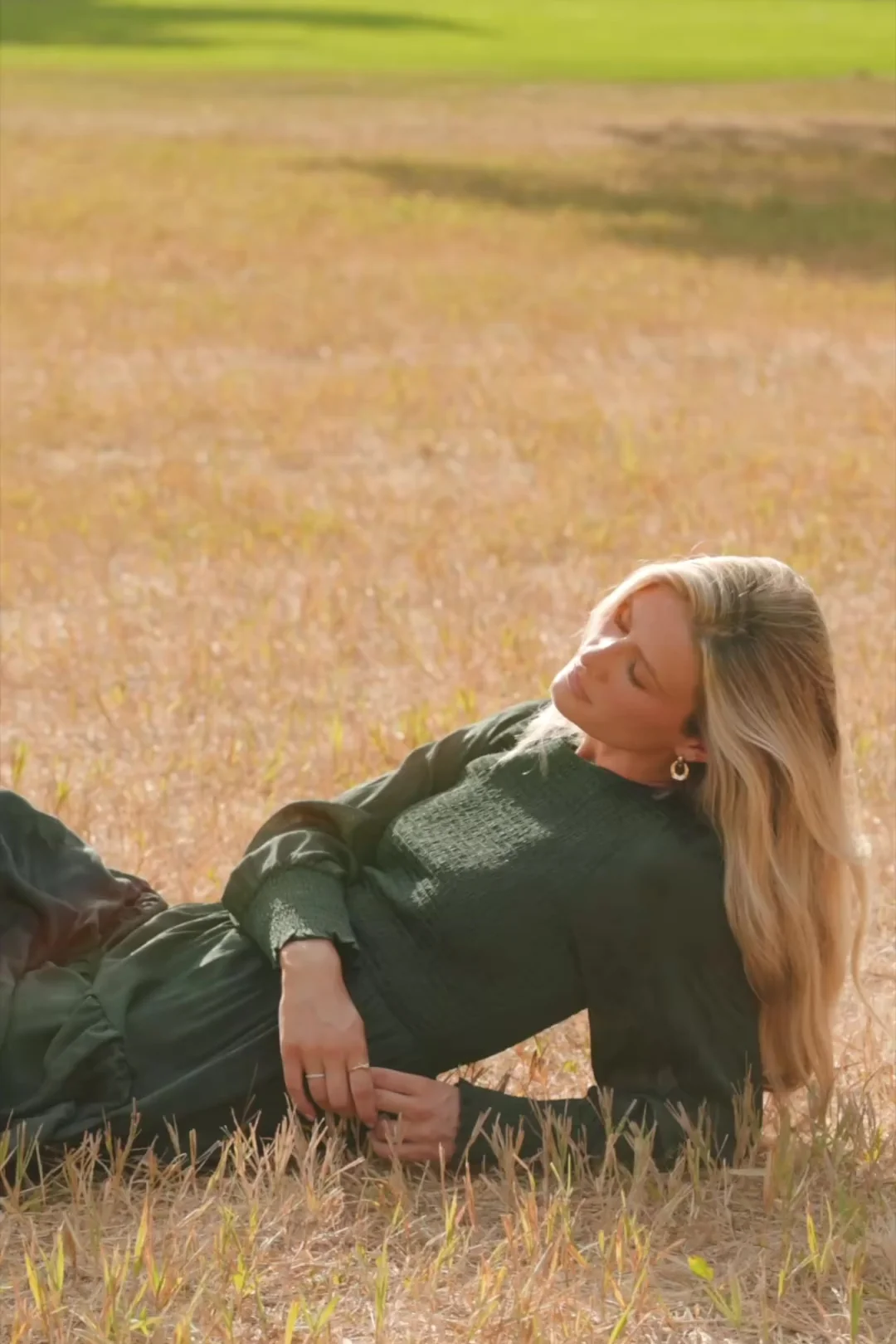 Stockholm Smocked Dress, Dark Green Midi