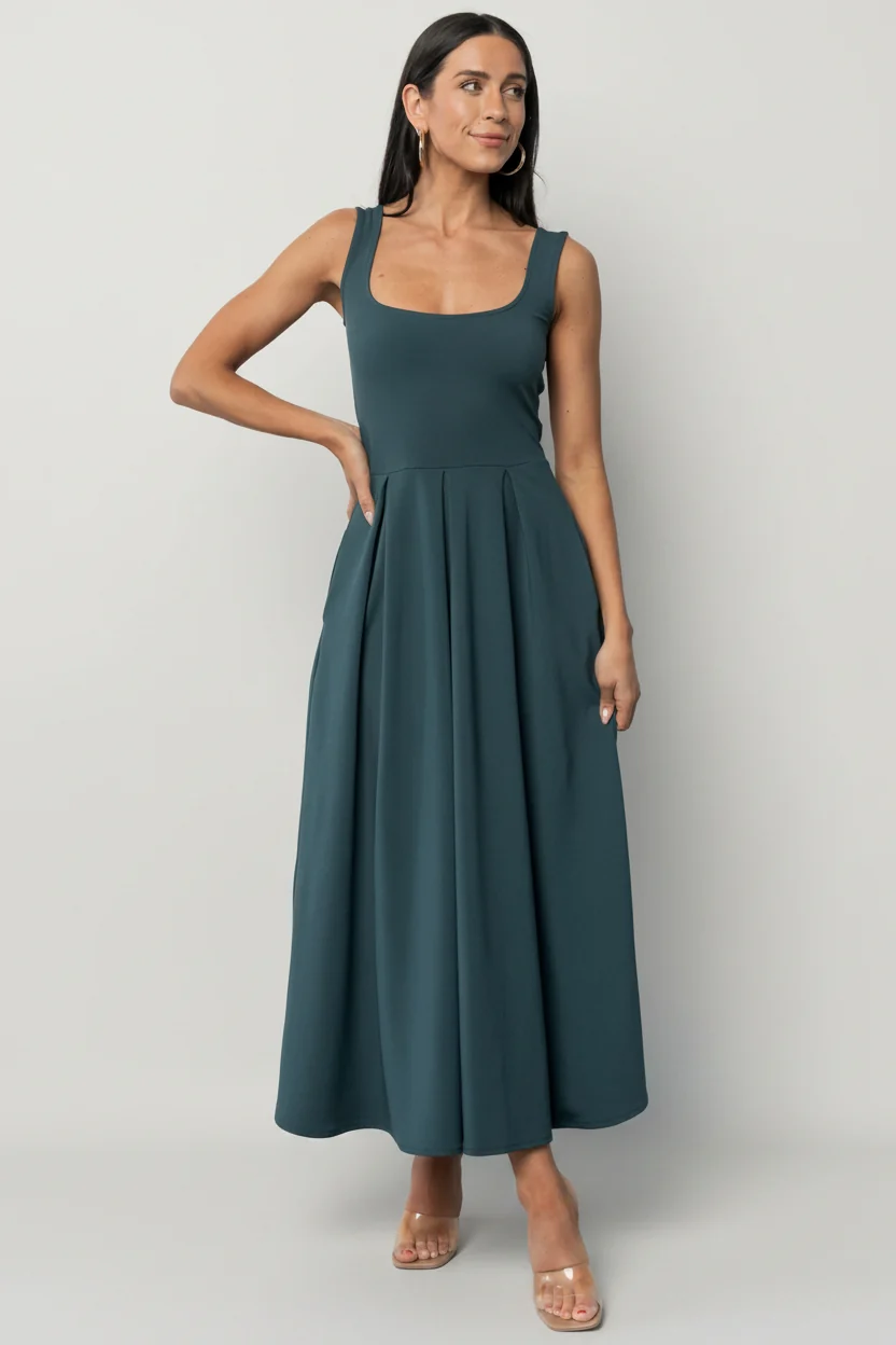 Giavanna Maxi Dress — Dark Green Square Neck 1 Giavanna Maxi Dress — Dark Green Square Neck