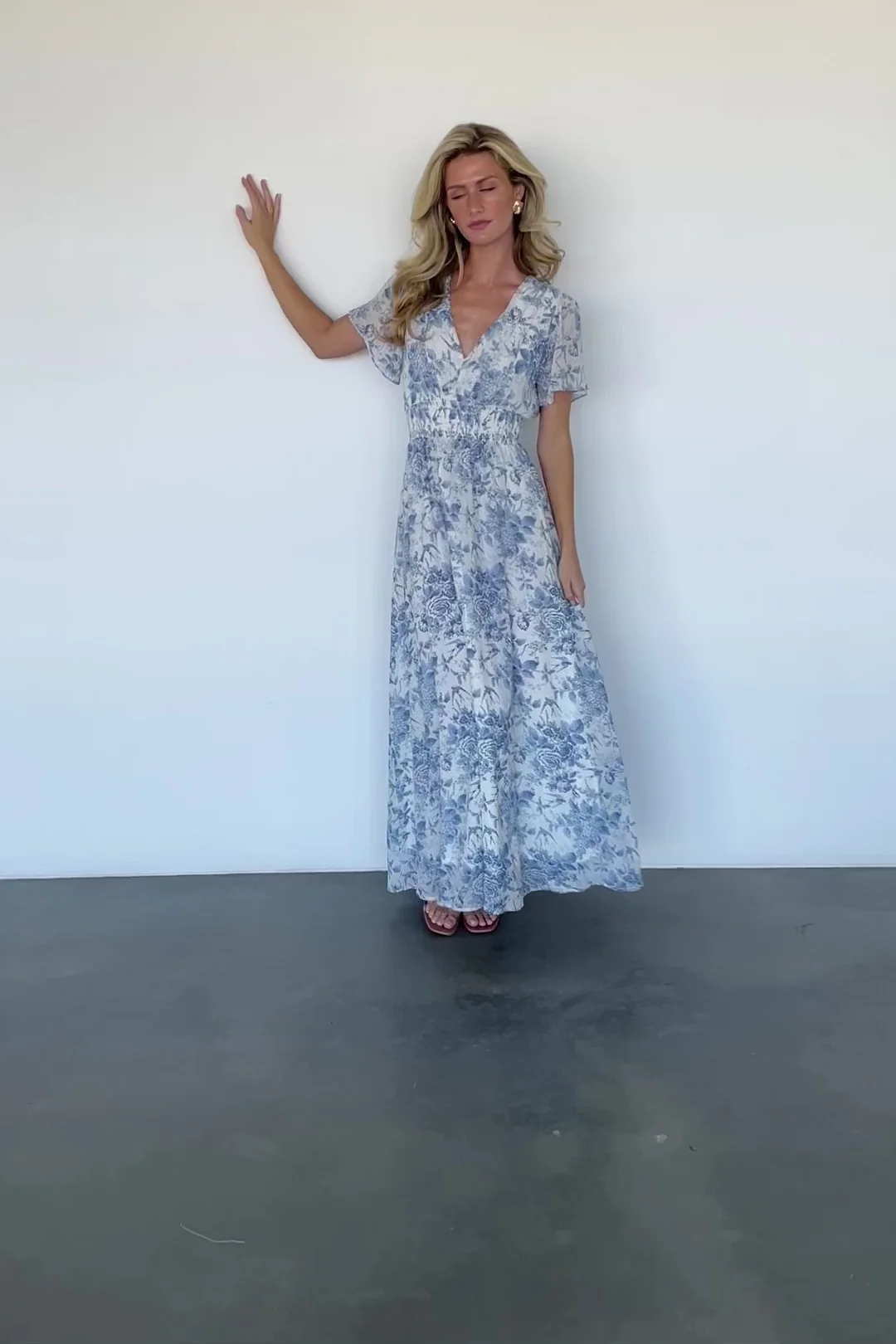 Birdie Maxi Dress — Off White Blue Floral Maxi