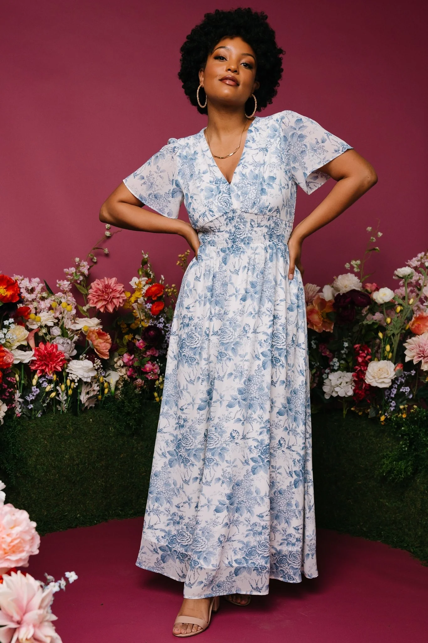 Birdie Maxi Dress — Off White Blue Floral Maxi 3 Birdie Maxi Dress — Off White Blue Floral Maxi