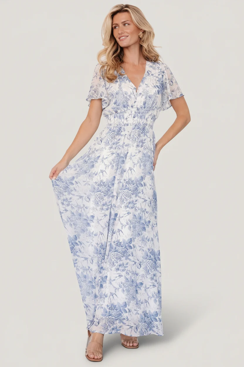Birdie Maxi Dress — Off White Blue Floral Maxi 8 Birdie Maxi Dress — Off White Blue Floral Maxi