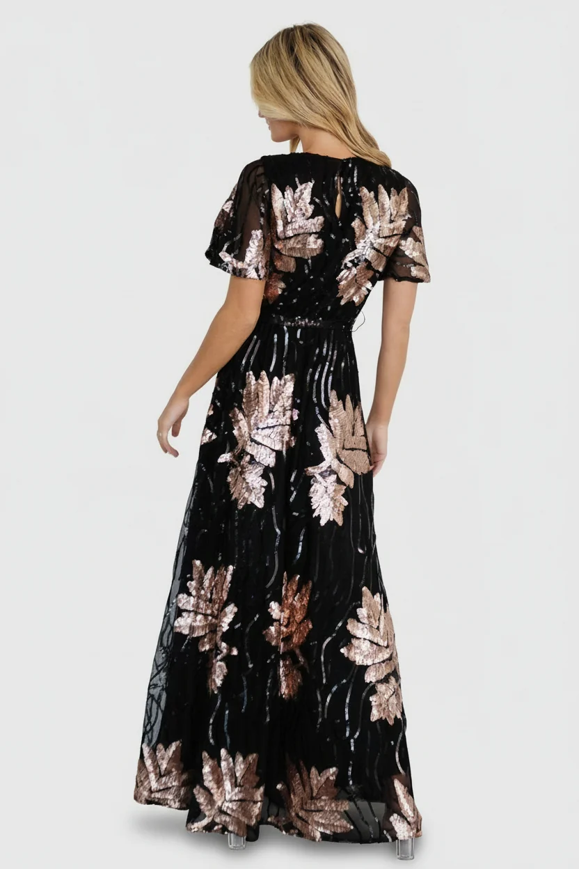Muse Sequin Maxi Dress — Black & Rose Gold 5 Muse Sequin Maxi Dress — Black & Rose Gold