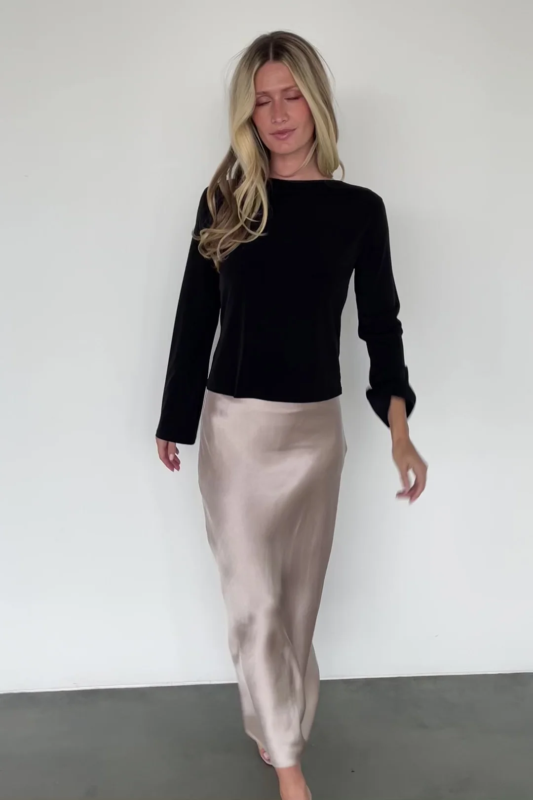 Tasia Drape Back Top - Black Boat Neck