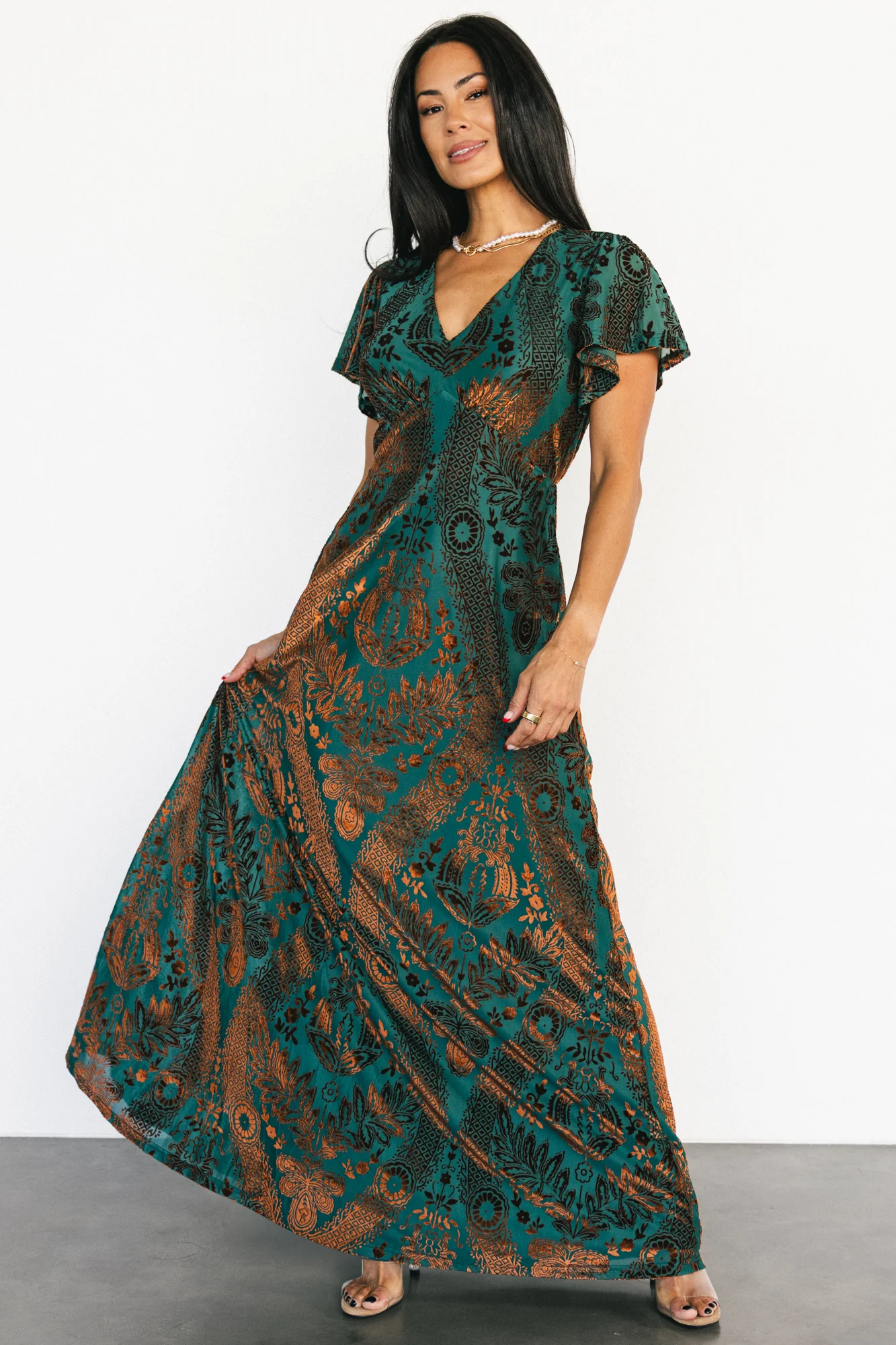 Kimberly Velvet Maxi Dress, Jade & Bronze 13 Kimberly Velvet Maxi Dress, Jade & Bronze