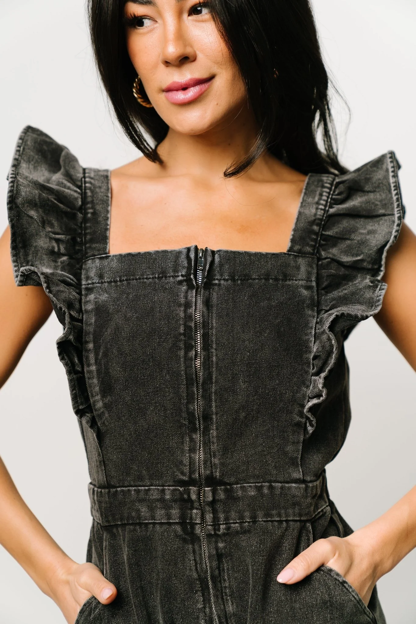 Montgomery Black Denim Romper with Pockets 7 Montgomery Black Denim Romper with Pockets