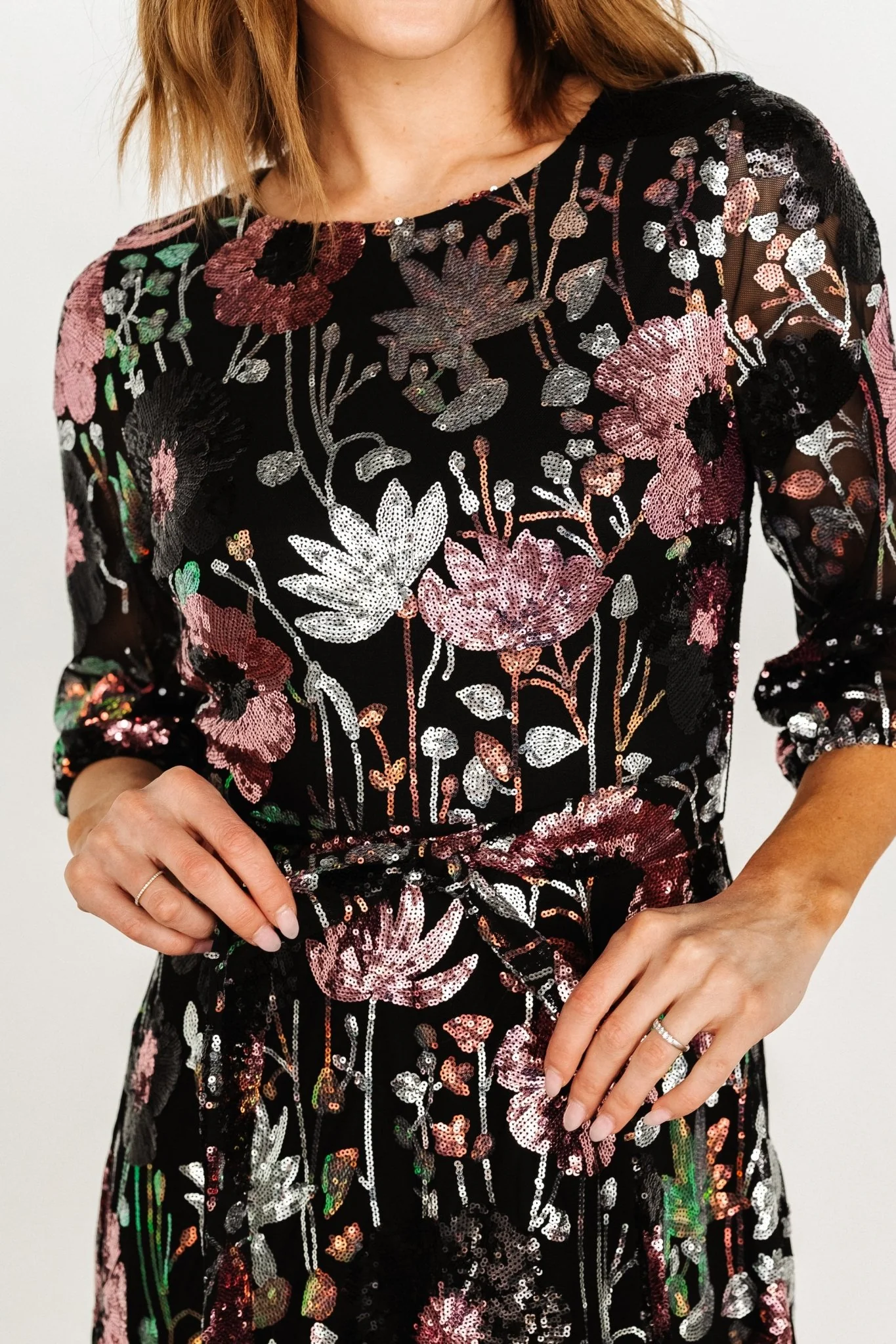 Destiny Sequin Maxi Dress, Black Multi